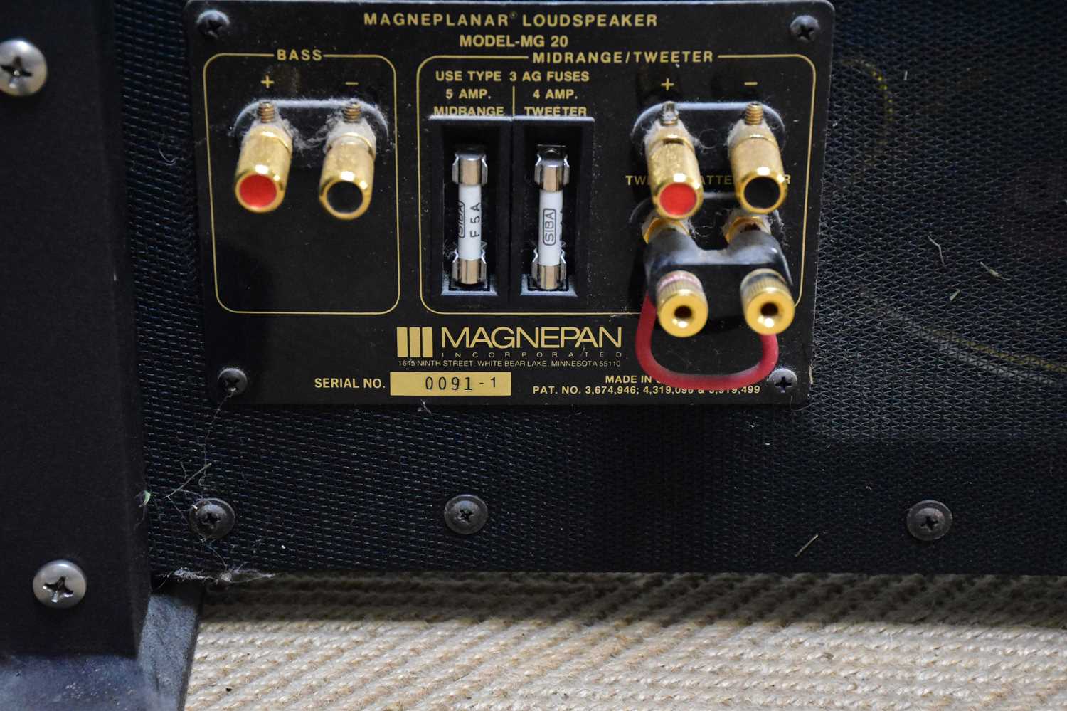 MAGNEPAN; a pair of model MG20 floor standing loudspeakers, serial number 0091-1and 0091-2, height - Image 5 of 9