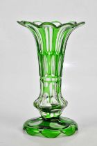 A 19th century Bohemian green flashed glass trumpet vase, height 26cm. Condition Report: Minor