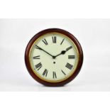 A mahogany cased station clock, the white dial set with Roman numerals, diameter 39cm.