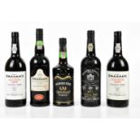 PORT; five bottles comprising a bottle of Ferreira Porto, 19.5%, 75cl, a bottle Delaforce Sons &