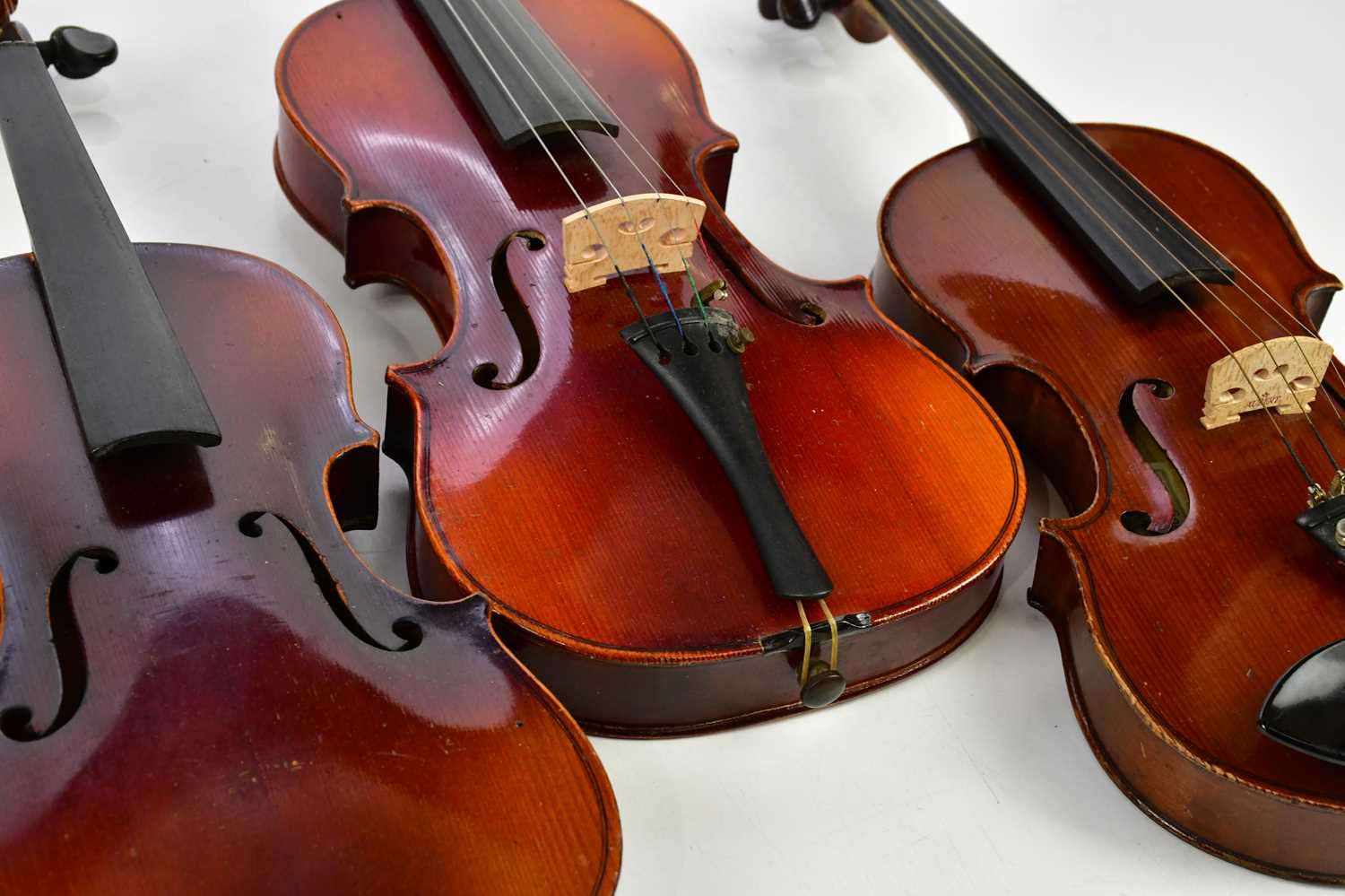 A three-quarter size violin, cased with two bows, three half size violins including one labelled for - Image 4 of 9