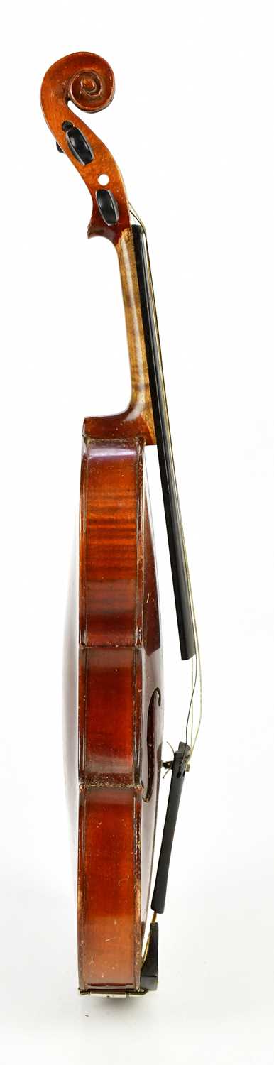 A three-quarter size violin with two-piece back length 33.5cm, cased with a bow. - Image 4 of 12