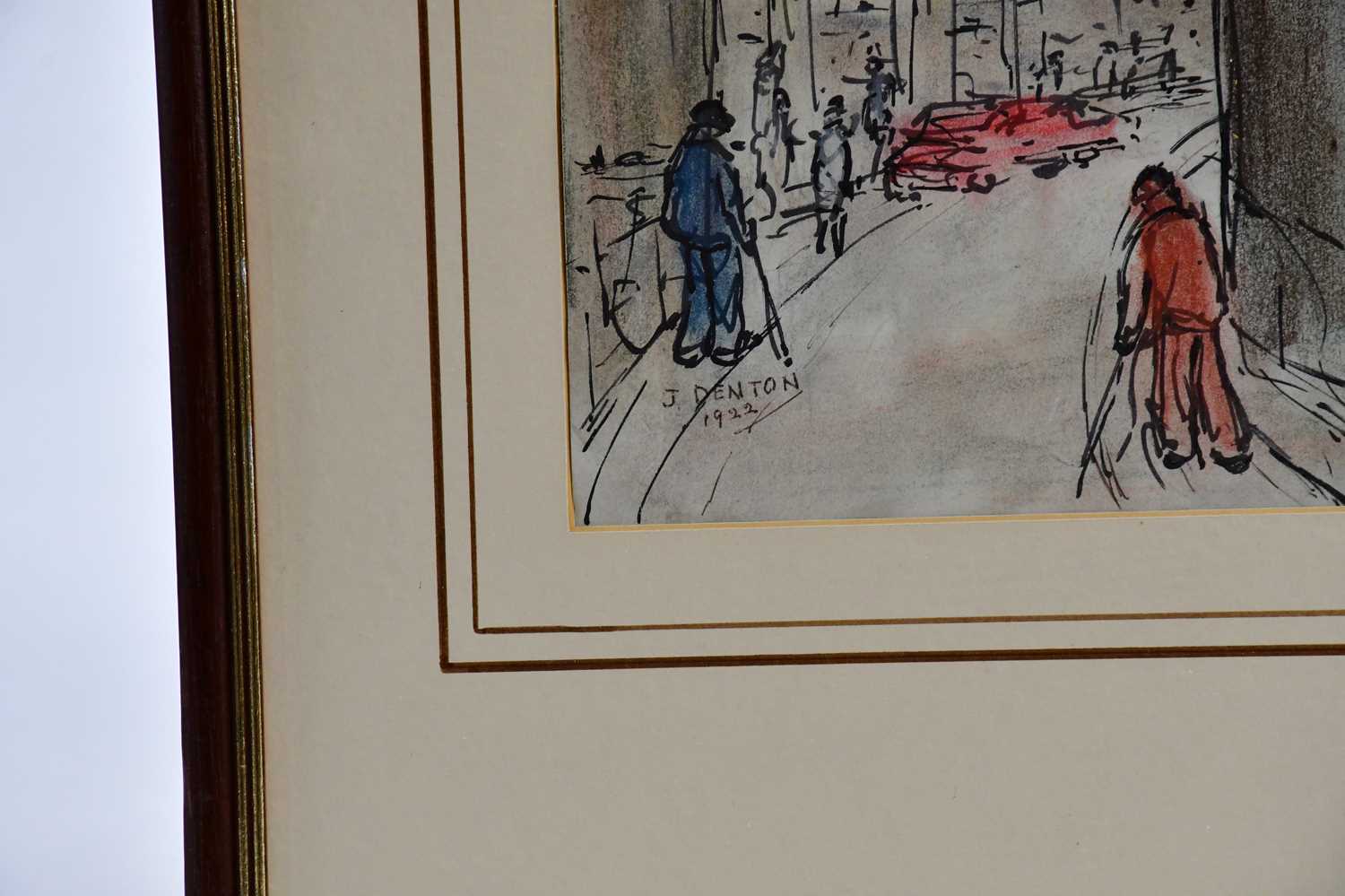 JOHN DENTON; watercolour and ink, 'Macclesfield Centre', signed and dated 1922 lower left, 24 x - Image 3 of 4