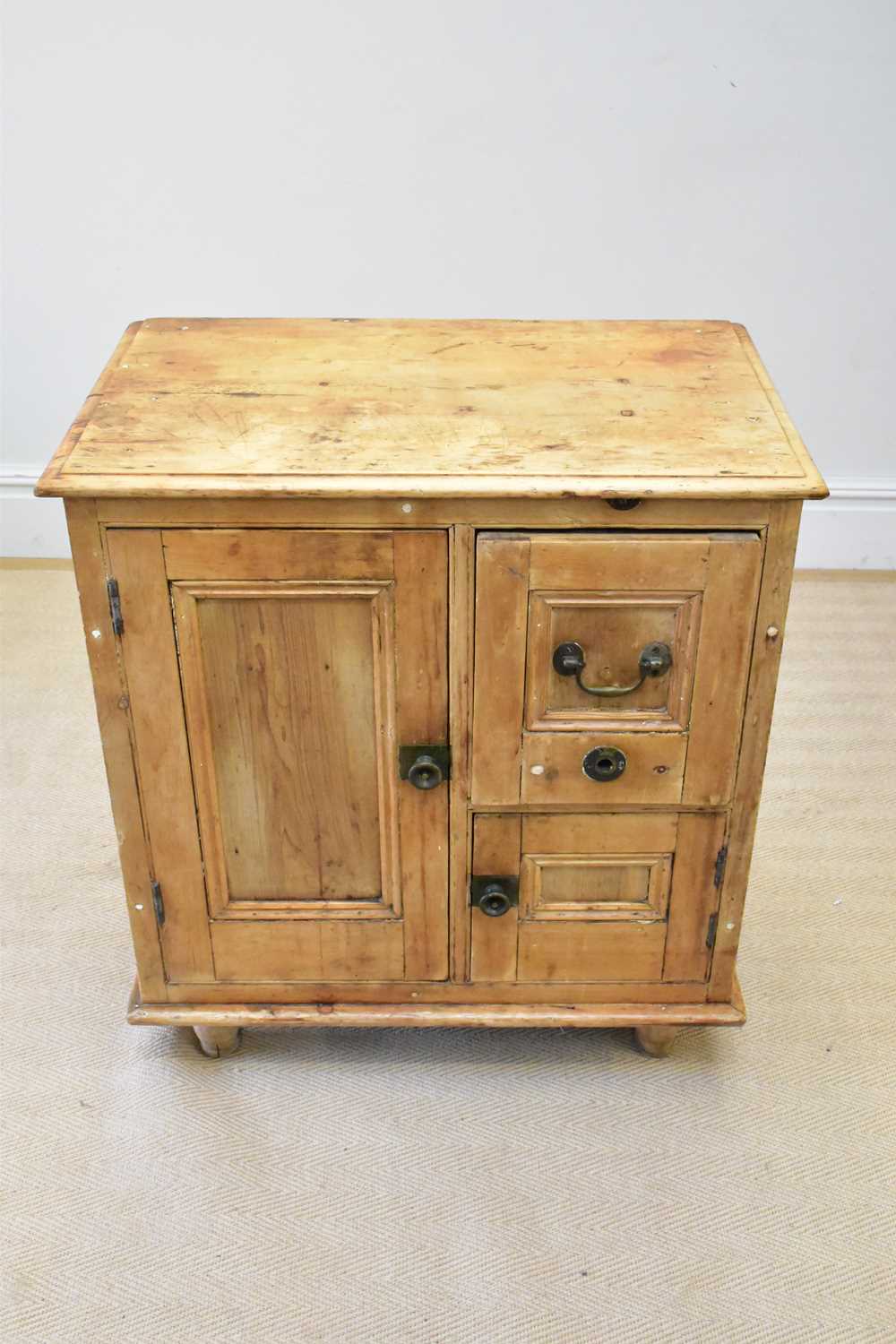 A Victorian lead lined larder cupboard with single panelled door flanked by a smaller panelled - Image 2 of 5