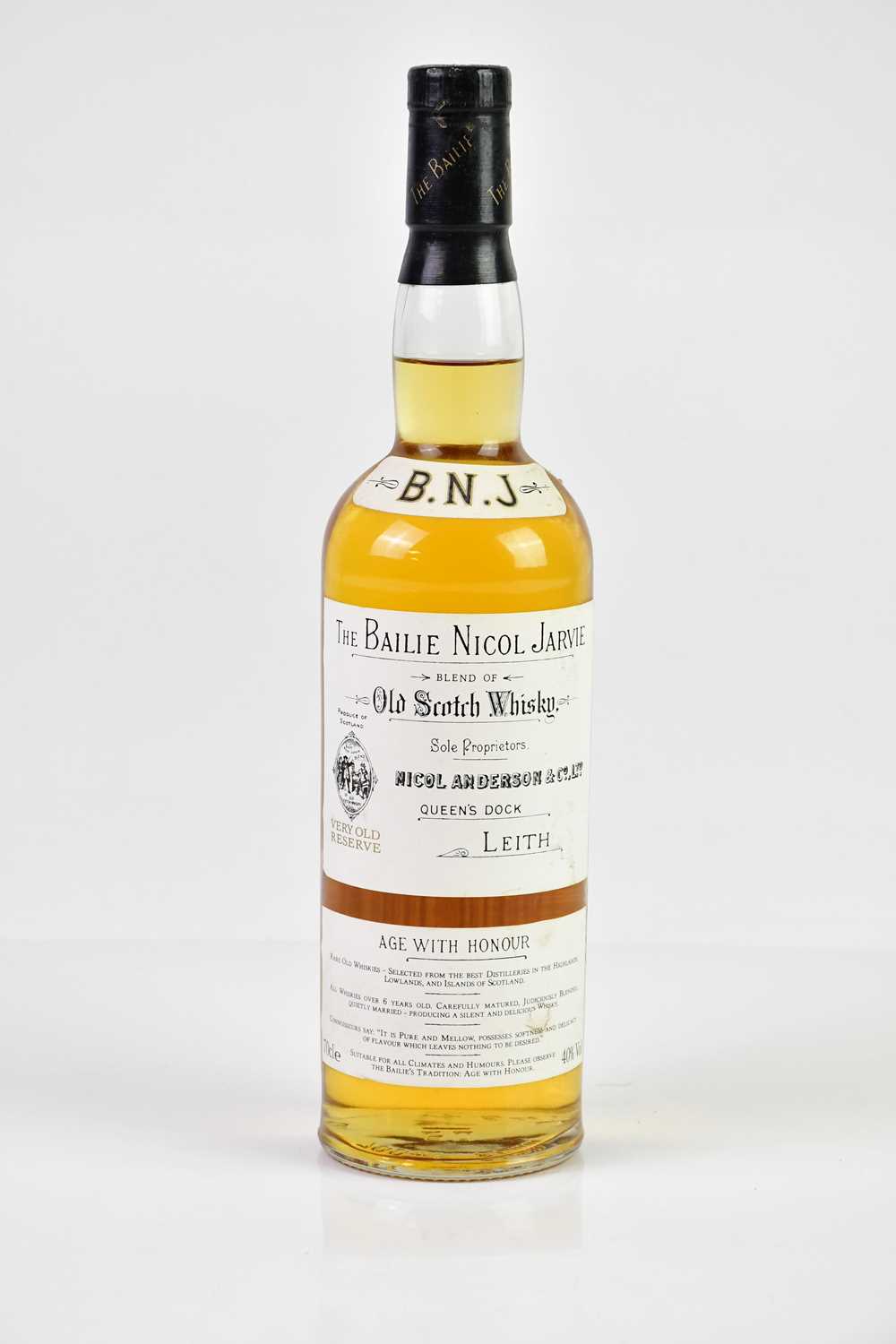 WHISKY; a bottle of The Bailie Nicol Jarvie, blend of Old Scotch whisky 'Very Old Reserve', 40%,