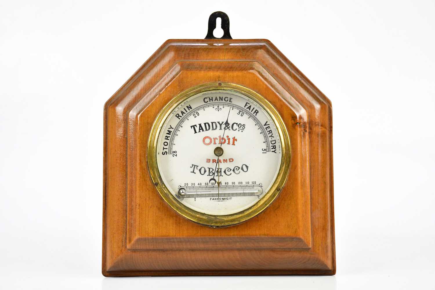 TADDY & CO; an advertising Taddy & Co Orbit Brand Tobacco barometer, height 23cm.