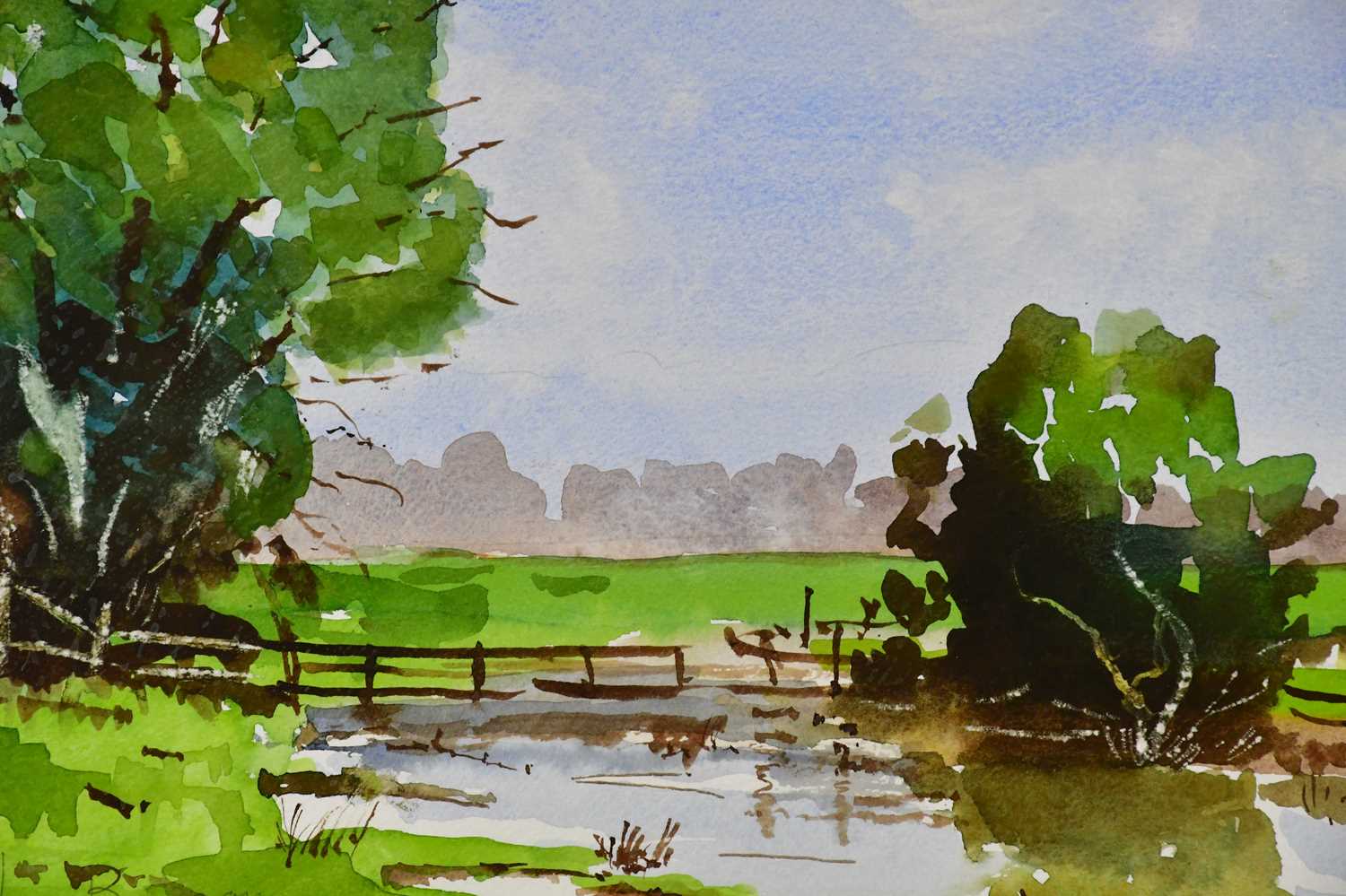 † ALAN BENSON; watercolour, rural landscape, signed lower left, 31 x 42.5cm, framed and glazed. - Bild 2 aus 4