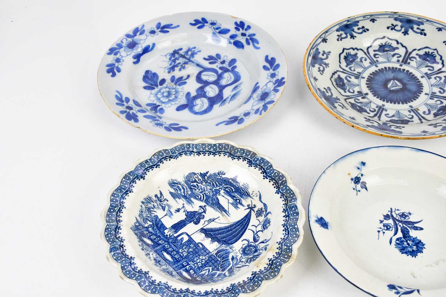 A collection of 18th century and later porcelain and tin glazed earthenware including two Delft - Image 2 of 5