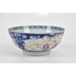 A 19th century Chinese Famille Rose footed bowl, decorated in panels with figures in a landscape,