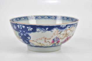 A 19th century Chinese Famille Rose footed bowl, decorated in panels with figures in a landscape,