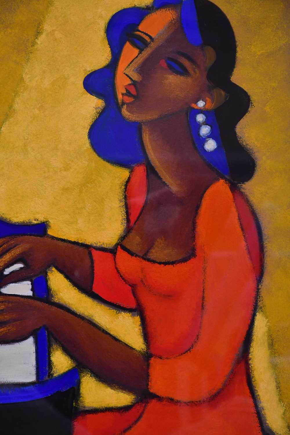 MARSHA HAMMEL; oil on gesso, 'In The Groove - 1937 Mary Lou Williams', signed, 60 x 46cm, framed and - Image 2 of 6