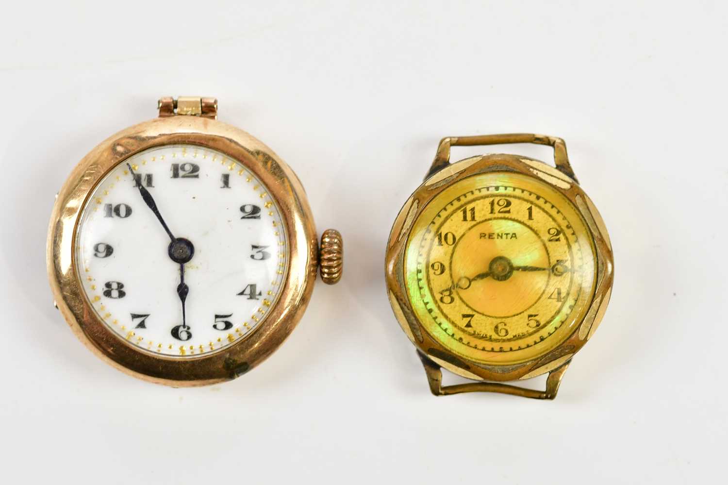 A 9ct yellow gold cased lady's wristwatch with white enamel dial set with Arabic numerals, weight