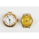 A 9ct yellow gold cased lady's wristwatch with white enamel dial set with Arabic numerals, weight