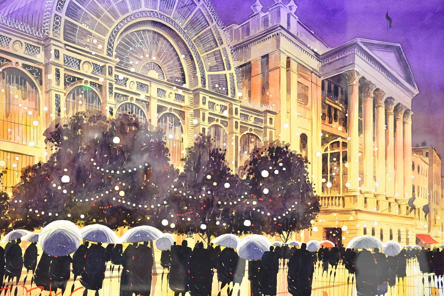 † PETER J RODGERS; watercolour, 'Night at the Opera', signed lower left, 50 x 71cm, framed and - Image 4 of 4