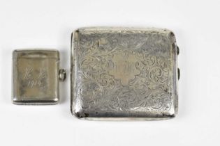 JOSEPH GLOSTER LTD; a George V hallmarked silver cigarette case, Birmingham 1925, approx 3.29ozt/