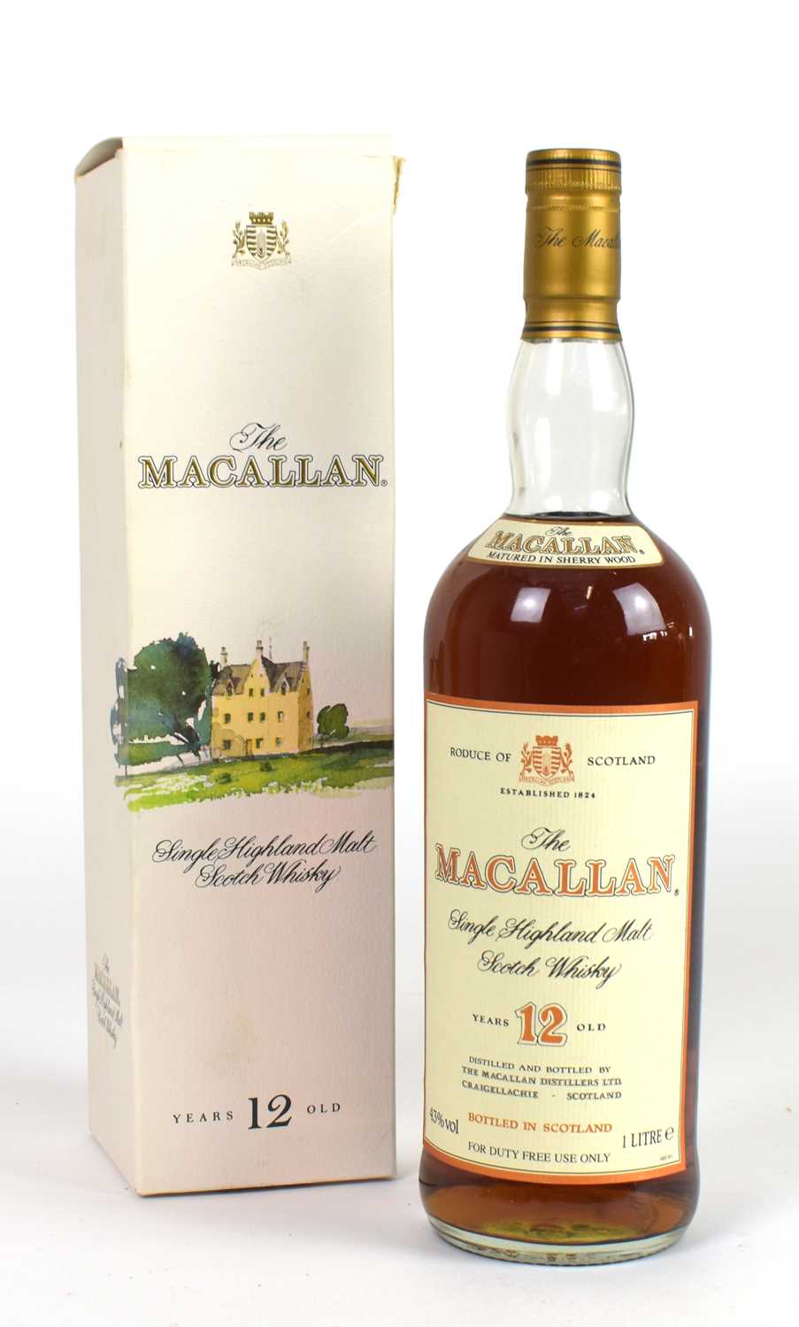 WHISKY; a bottle of The Macallan Single Highland Malt Scotch whisky, 12 years old, 43%, 1l, in - Bild 2 aus 2