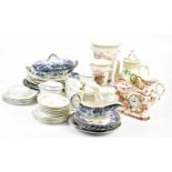 A collection of early 20th century and later ceramics including blue and white Ironstone meat