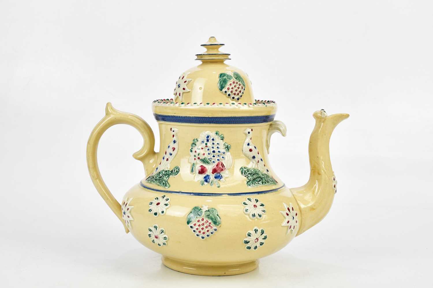BARGEWARE; a large white teapot, height 30cm.