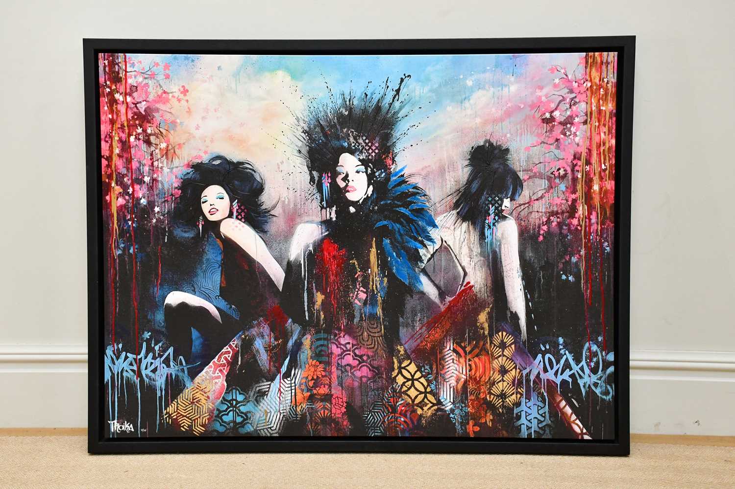 † TROIKA; a signed limited edition print, 'Trinity', 33/95, signed lower left, 92 x 122cm, framed.