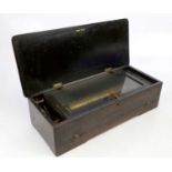 A 19th century rosewood cased single cylinder music box with inlaid decoration to the lid, width