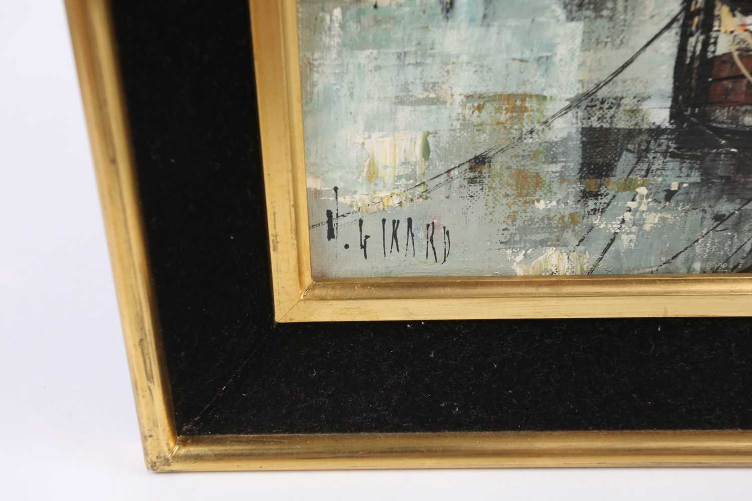 † M GIRARD; oil on canvas, harbour scene, signed lower left, 21 x 26cm, framed. - Bild 3 aus 4