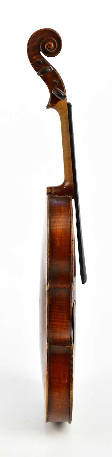 A full size German violin with one-piece back length 35.5cm, unlabelled, cased. Condition Report: - Image 3 of 7