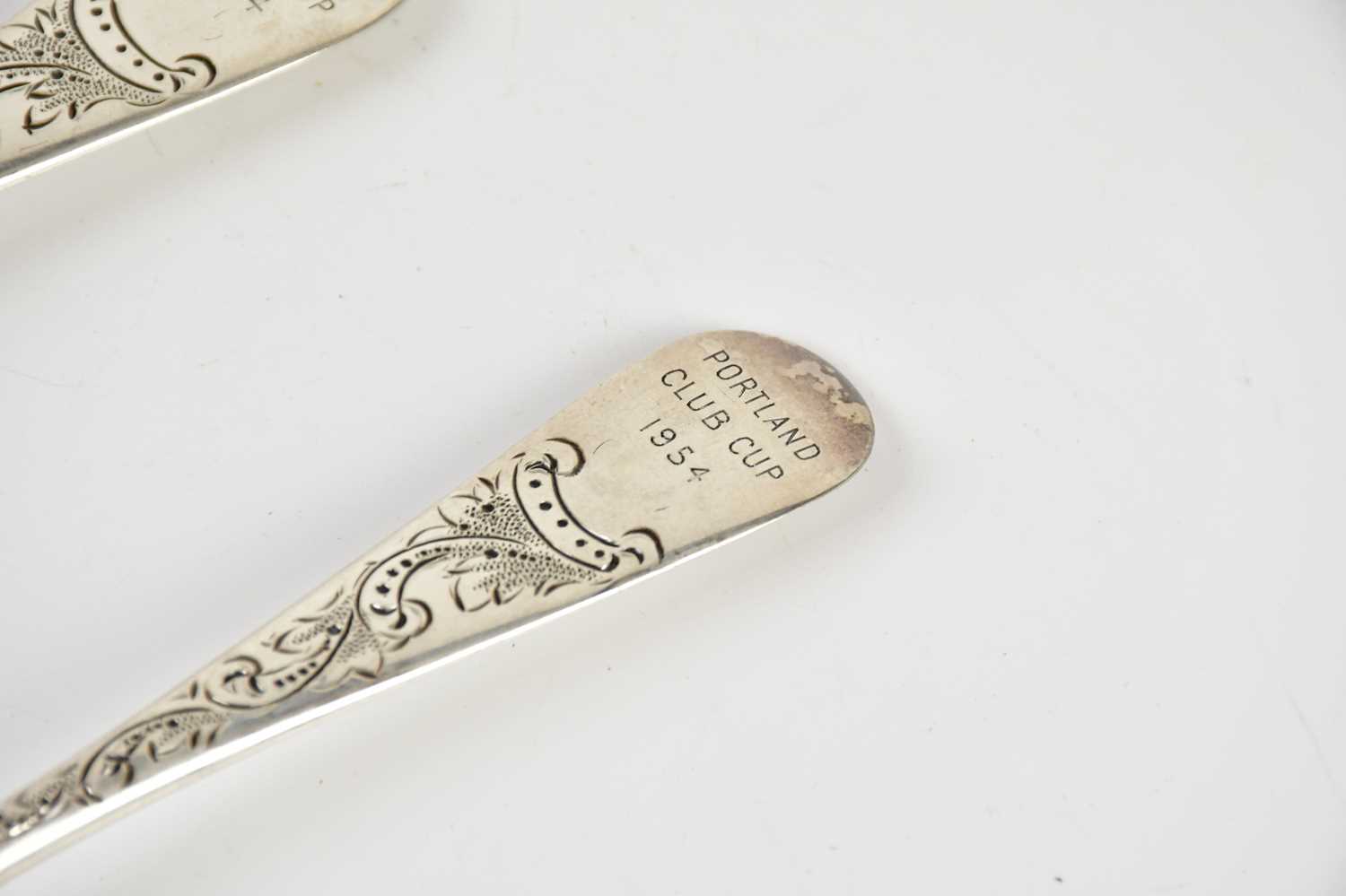 WILLIAM DAVIE; a pair of George III hallmarked silver berry spoons, Edinburgh 1783 (probably), - Image 4 of 6