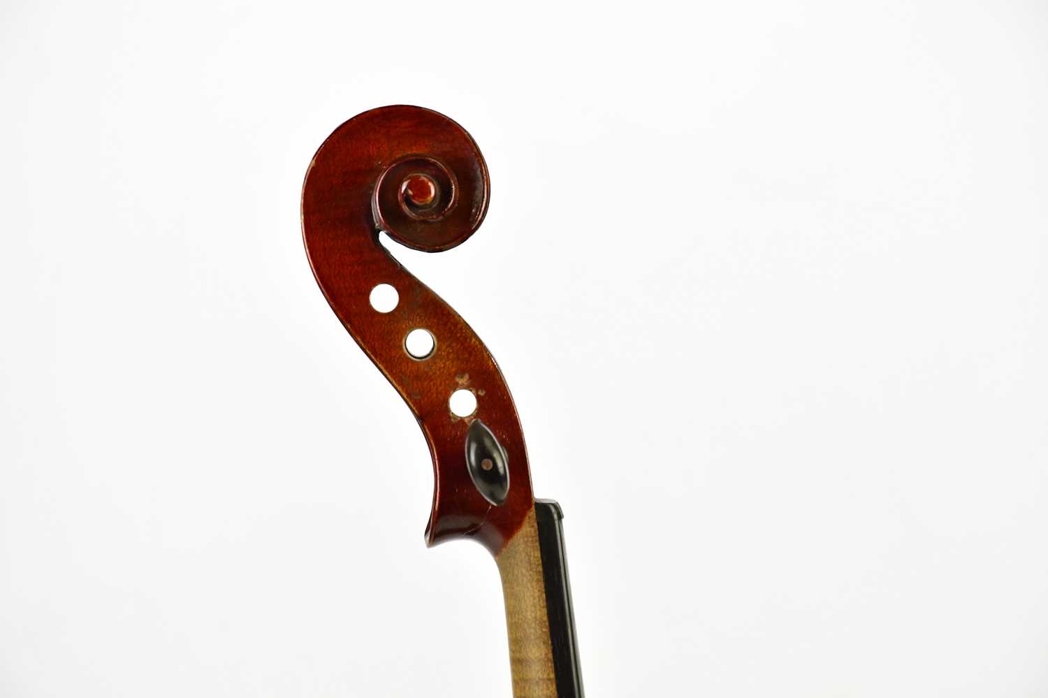 A full size German violin with two-piece back length 35.4cm, unlabelled, cased with two bows. - Image 5 of 12