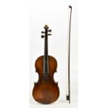 A probably French full size violin, Guadagnini copy with two-piece back length 36cm, labelled 'Copie