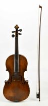 A probably French full size violin, Guadagnini copy with two-piece back length 36cm, labelled 'Copie