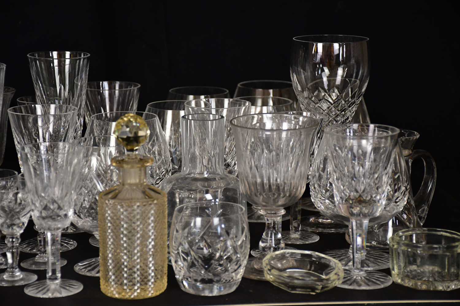 WATERFORD CRYSTAL; a collection of cut glass comprising seven brandy balloons, four liqueur glasses, - Image 3 of 3