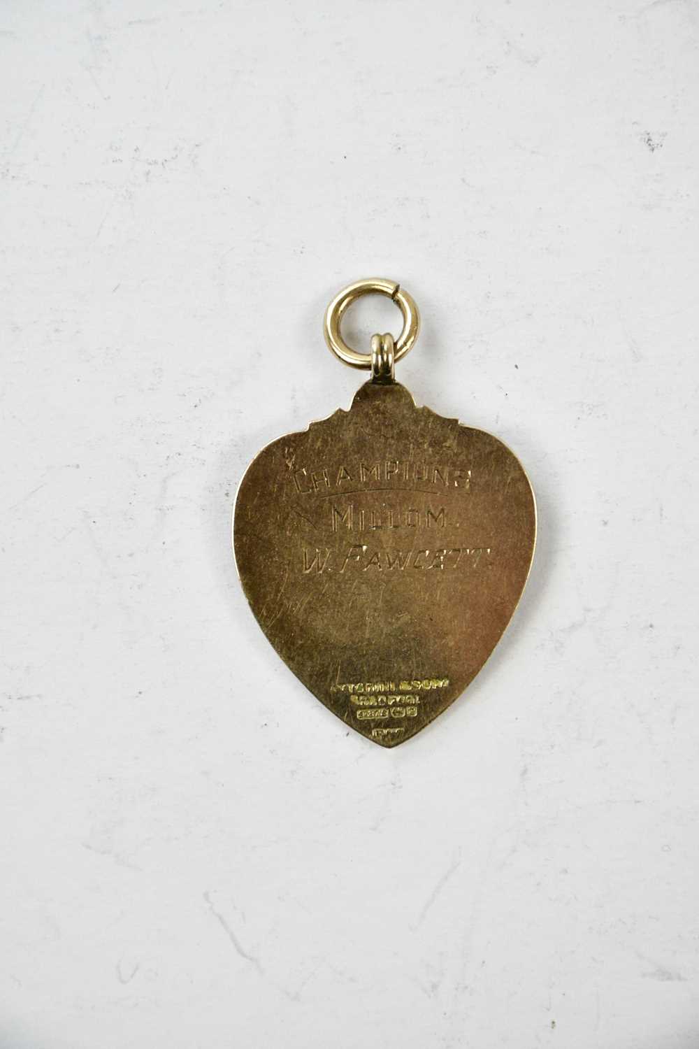 RUGBY LEAGUE INTEREST; a Victorian 9ct gold and enamel heart shaped medal 'Northern Rugby Union - Image 3 of 3