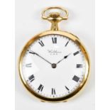 WALTHAM; a 14ct yellow gold cased crown wind open face pocket watch, the enamel dial set with