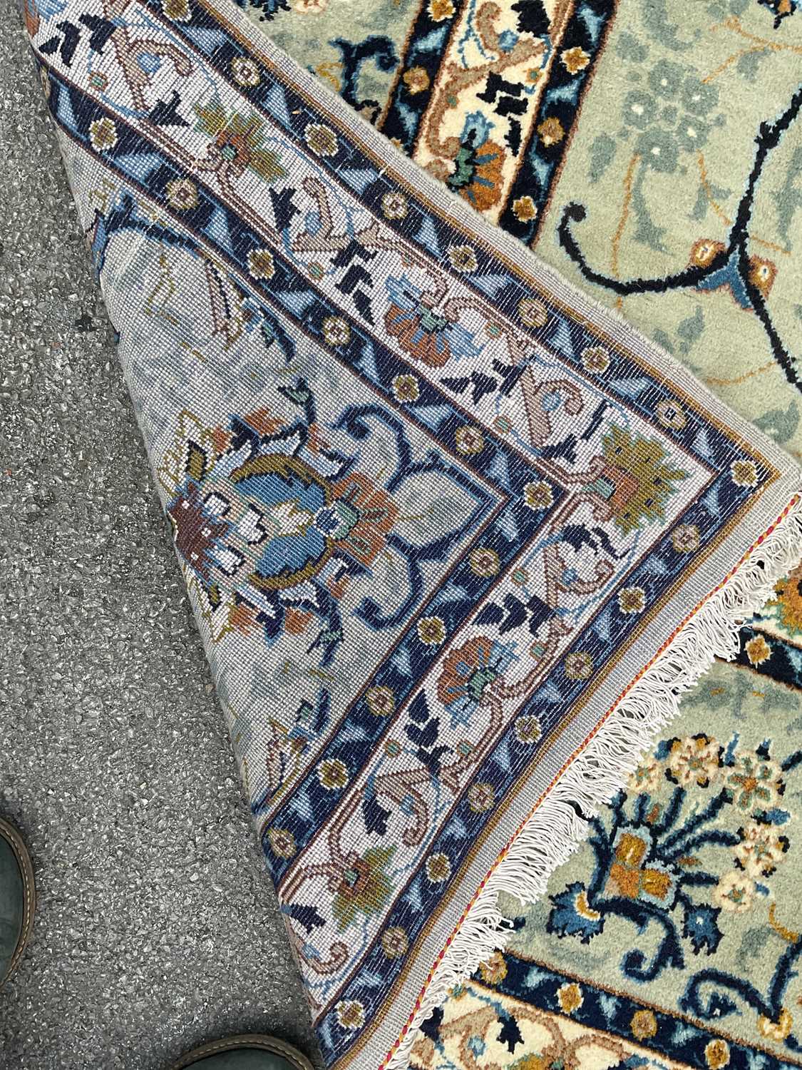 A pale blue wool carpet with floral pattern, 400 x 300cm. Condition Report: Worn corner and small - Image 6 of 8