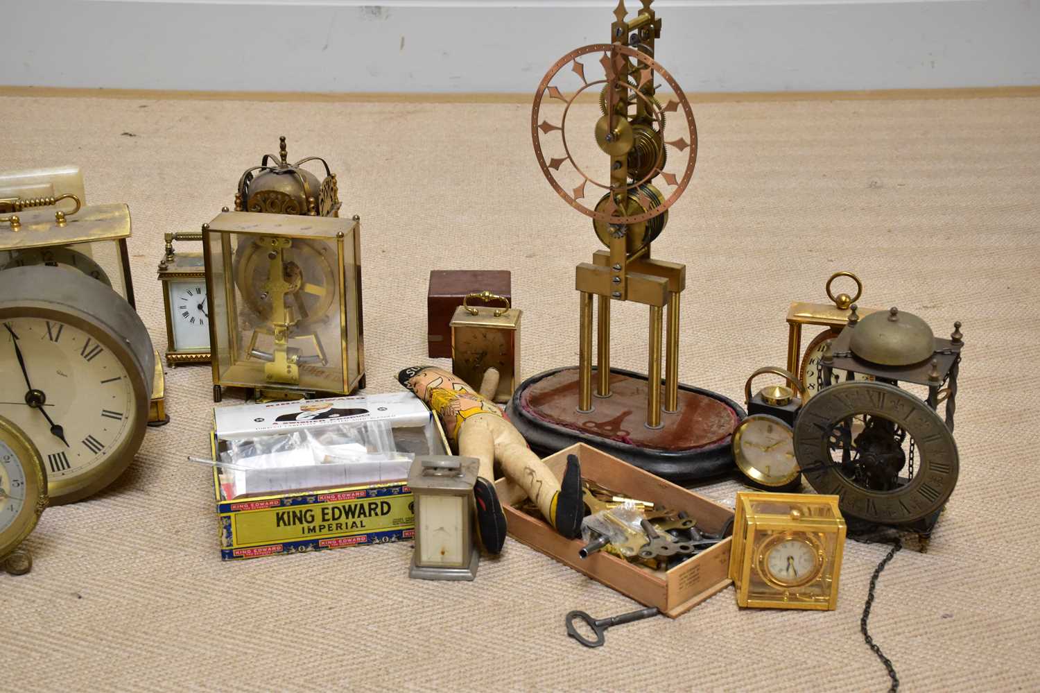 A collection of 20th century brass, onyx and metal clocks and timepieces (qty), with a selection - Image 3 of 3
