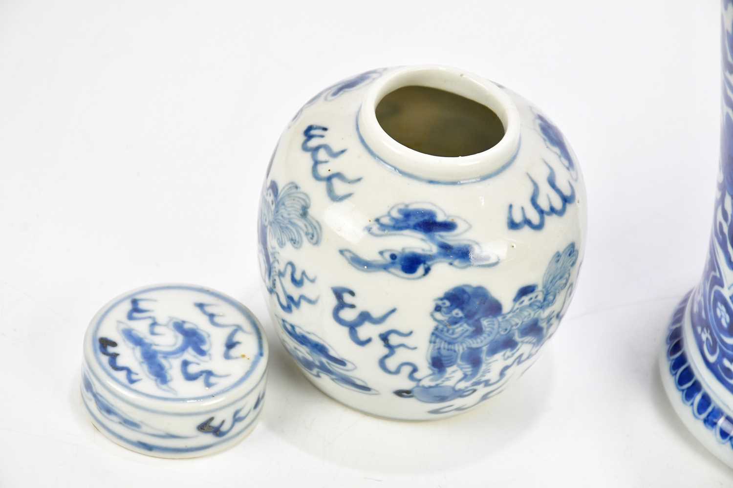 A Chinese blue and white vase, together with a blue and white ginger jar and cover and further - Image 2 of 4