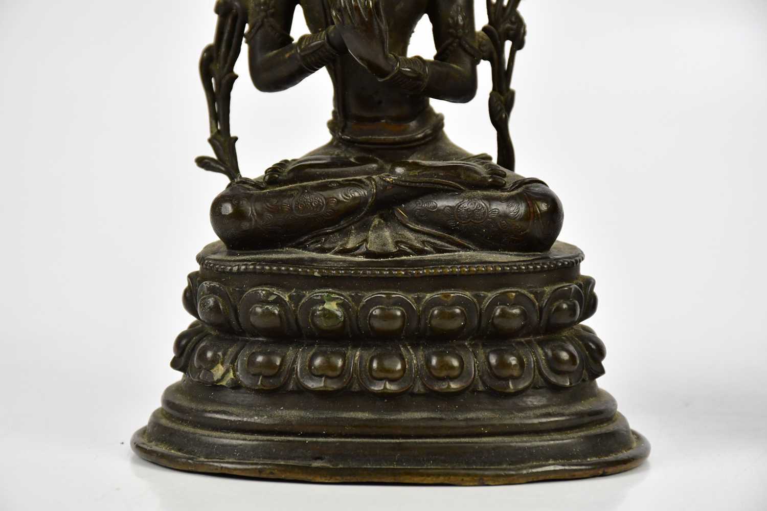 A Chinese bronze figure of Jnana Dakini, with six arms, on lotus base, height 14cm, with a similar - Image 3 of 22