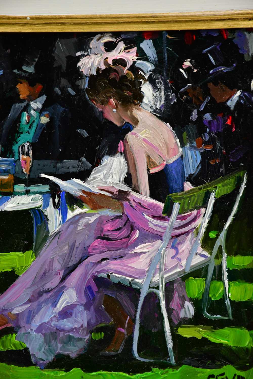 † SHERREE VALENTINE DAINES; oil on board, 'Studying Form', signed lower right, 22 x 16cm, framed. - Bild 2 aus 5