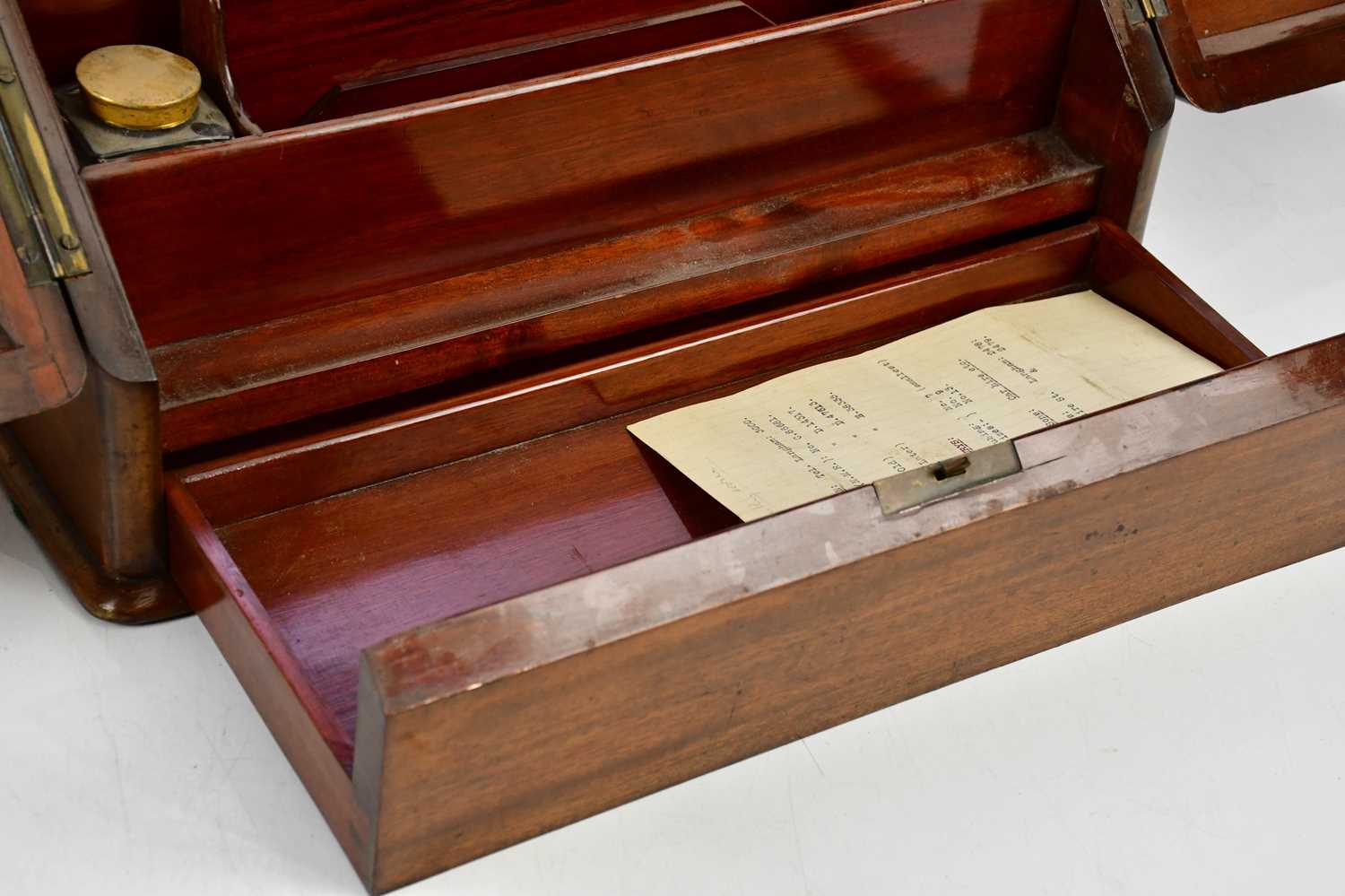 A Victorian mahogany stationery cabinet, the hinged covers enclosing pigeon holes and detachable - Image 3 of 3