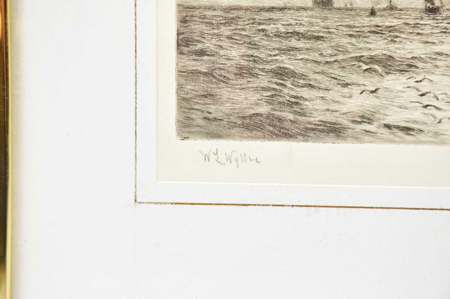 WILLIAM LIONEL WYLIE (1851-1931); a pencil signed etching, maritime scene, 16.5 x 36cm, framed and - Image 3 of 4