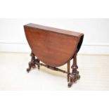 A Victorian mahogany Sutherland table, height 72cm, width 77cm, depth 30cm. Condition Report: Age