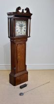 JOHN FENTON, CONGLETON; a 19th century eight day longcase clock, the painted dial set with moon