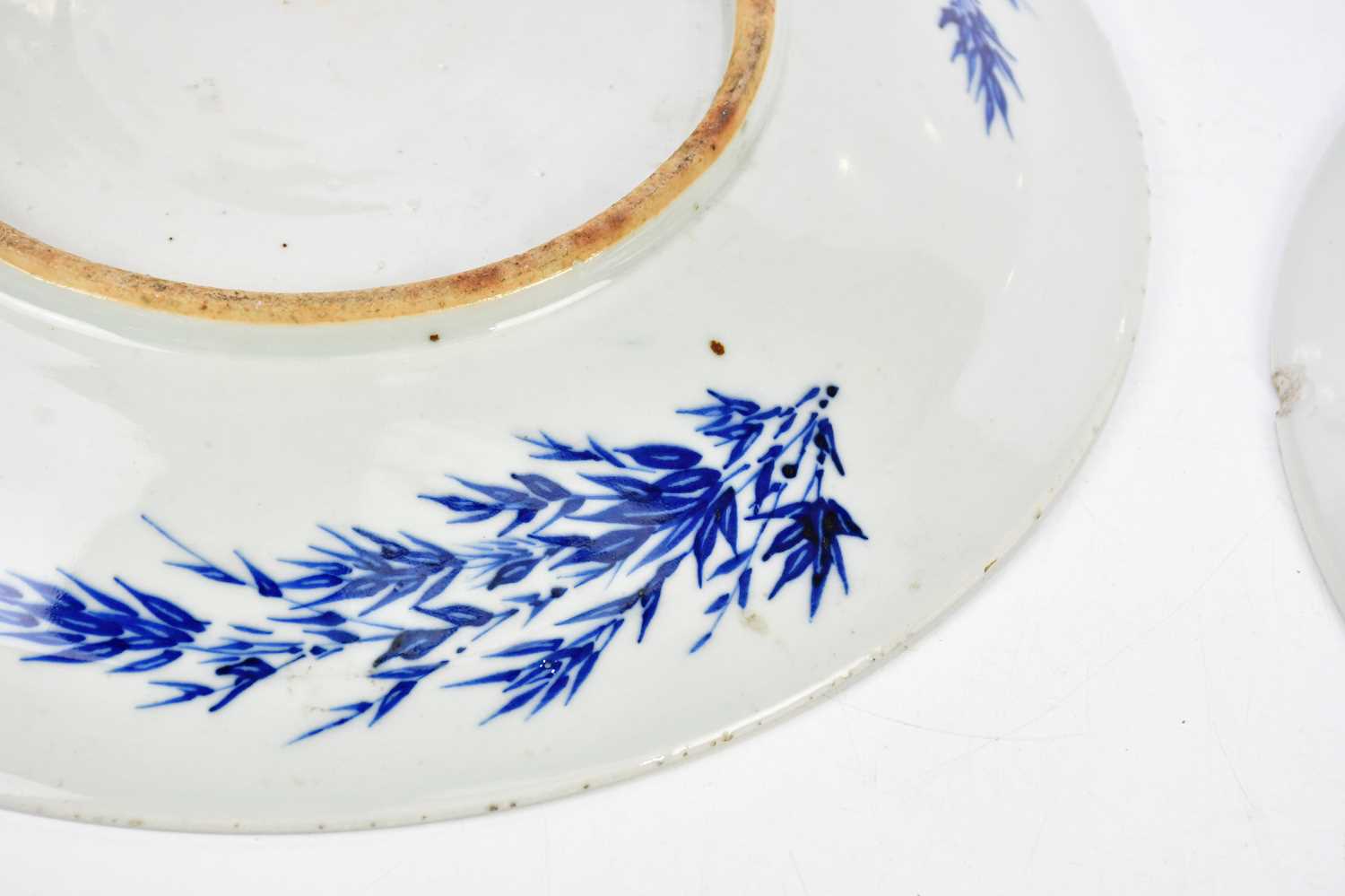 A pair of 20th century Japanese blue and white circular plates, diameter 38cm. - Image 5 of 6