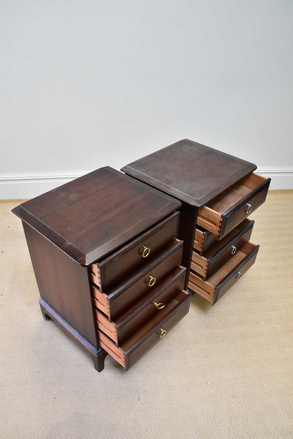 STAG MINSTREL; a pair of four drawer bedside chests on bracket feet, height 70cm, width 54cm, - Image 2 of 2