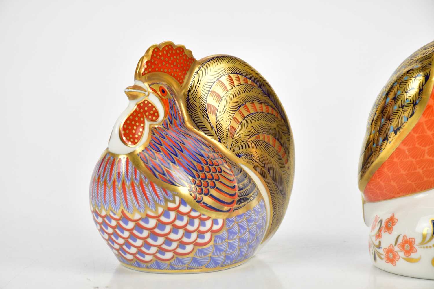 ROYAL CROWN DERBY; three animal form paperweights including cockerel and kingfisher, etc (3). - Image 2 of 4