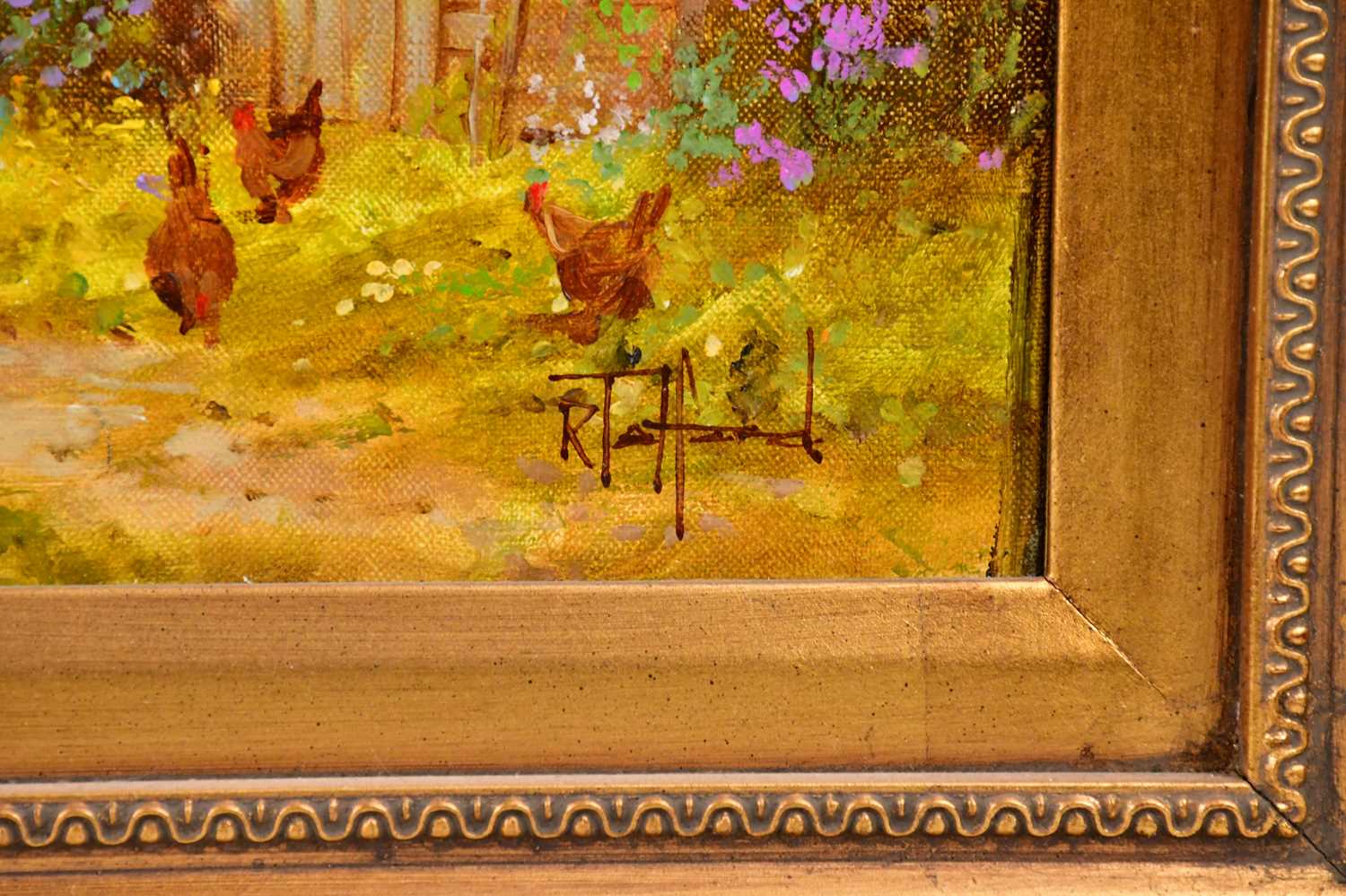† RICHARD TELFORD; oil on canvas, cottage scene, signed lower right, 30 x 40cm, framed. - Bild 3 aus 4