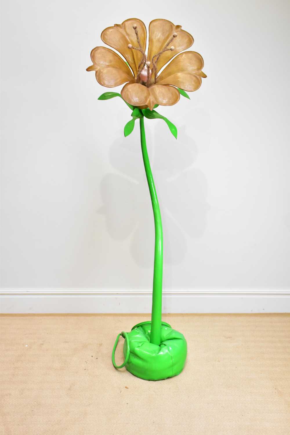 A large and unusual novelty standard lamp in the form of a flower, possibly American Arc-Inscape,