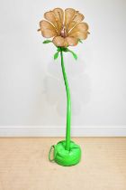 A large and unusual novelty standard lamp in the form of a flower, possibly American Arc-Inscape,