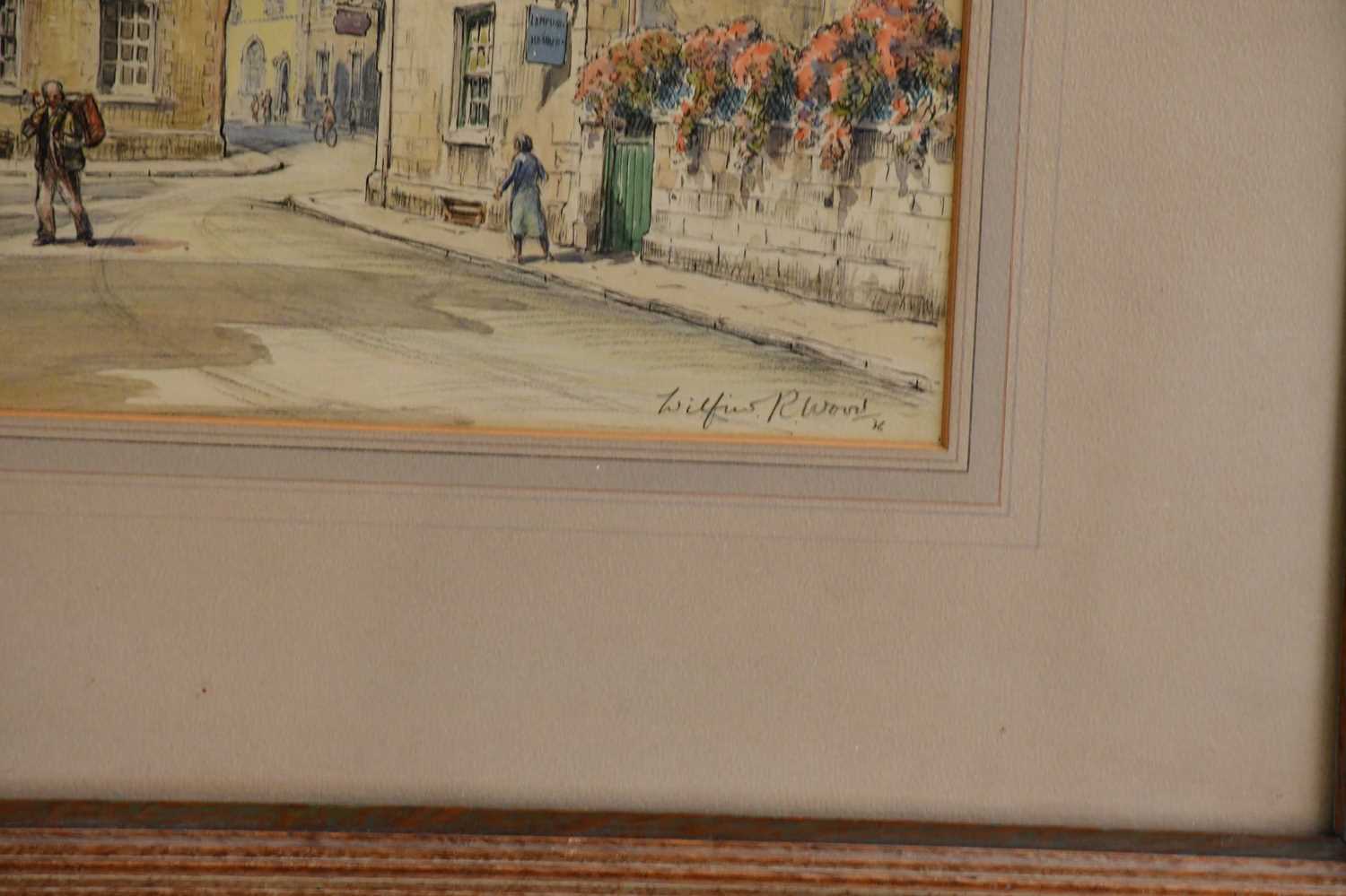 † WILFRED R WOOD; watercolour and pencil, street scene, signed lower right, 30 x 41cm, framed and - Image 3 of 4