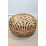 FRANCO ALBINI; a wicker 'lobster pot' stool, height 40cm.